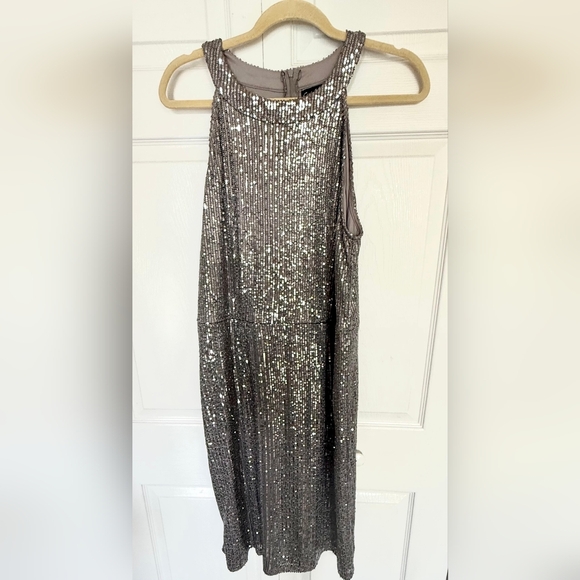 Silver Sequin Sleeveless Gown - Picture 1 of 8